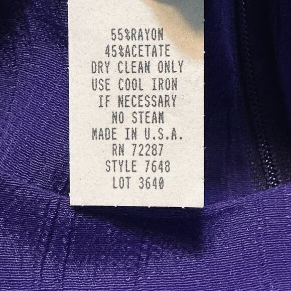 Vintage 80s Kwai Petites Purple Sheath Dress Jacket Set Sz 6 Elegant Union Made - Picture 11 of 11